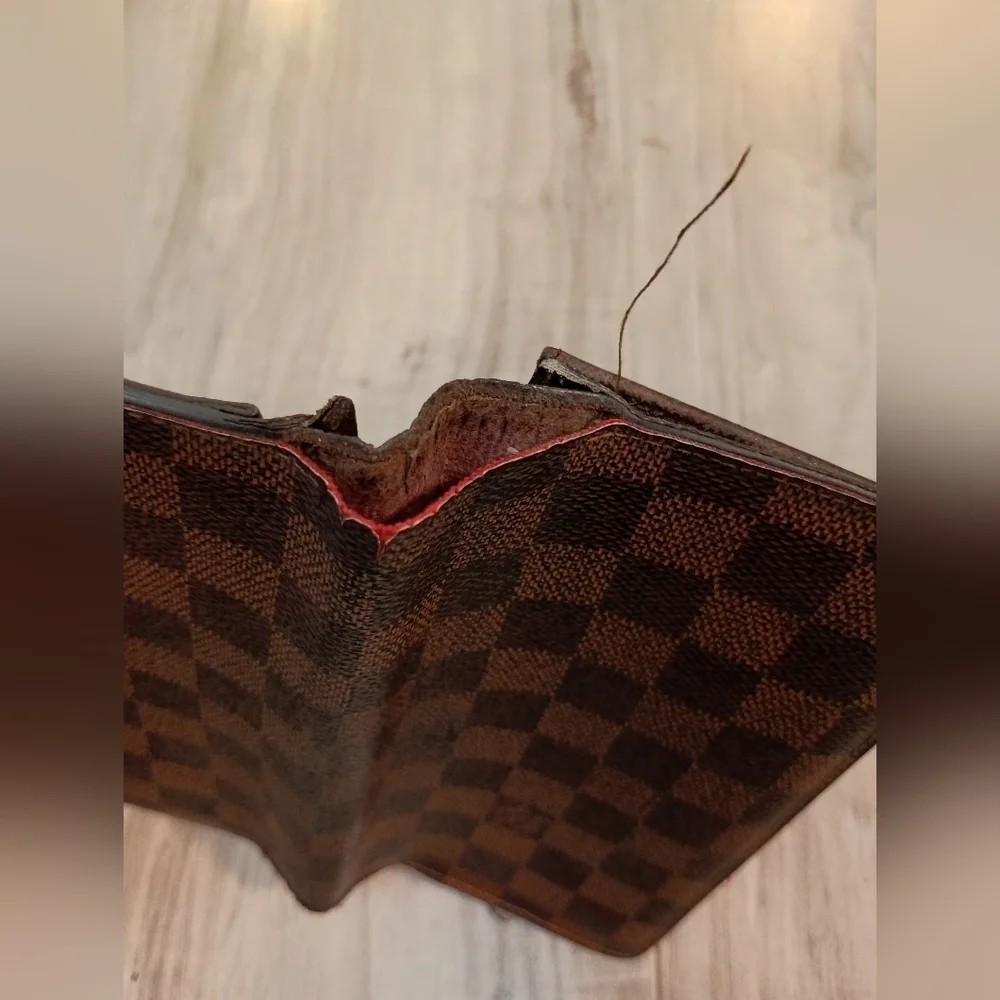 Authentic Louis Vuitton Damier Ebene Brazza Long Wallet